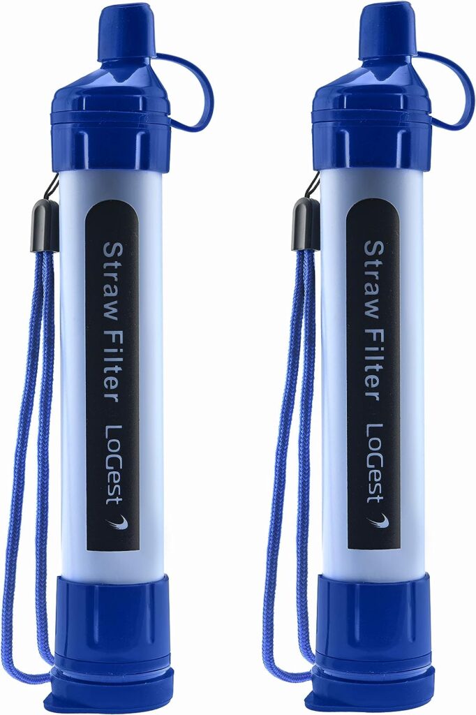 2 Pack Water Filter Straw - Water Purifying Device - Portable Personal Water Filtration Survival - for Emergency Kits Outdoor Activities and Hiking - Water Filter Camping Travel Survival Backpacking