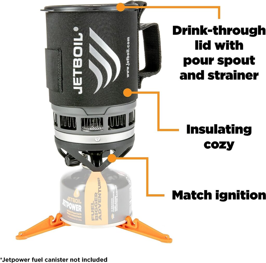 Jetboil Zip Camping Stove Cooking System, Carbon