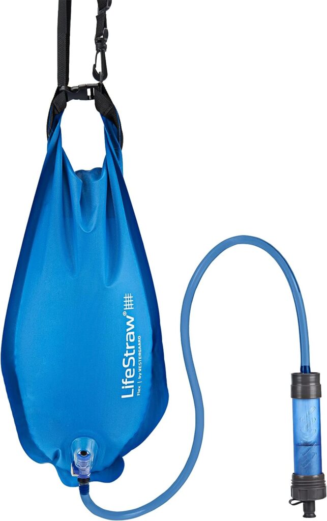 LifeStraw Flex Advanced Water Filter with Gravity Bag - Removes Lead, Bacteria, Parasites and Chemicals Blue, 1 gal