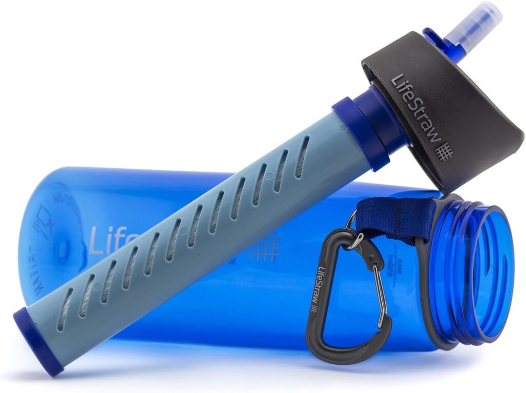 LifeStraw Go Water Filter Bottle with 2-Stage Integrated Filter Straw for Hiking, Backpacking, and Travel, Blue