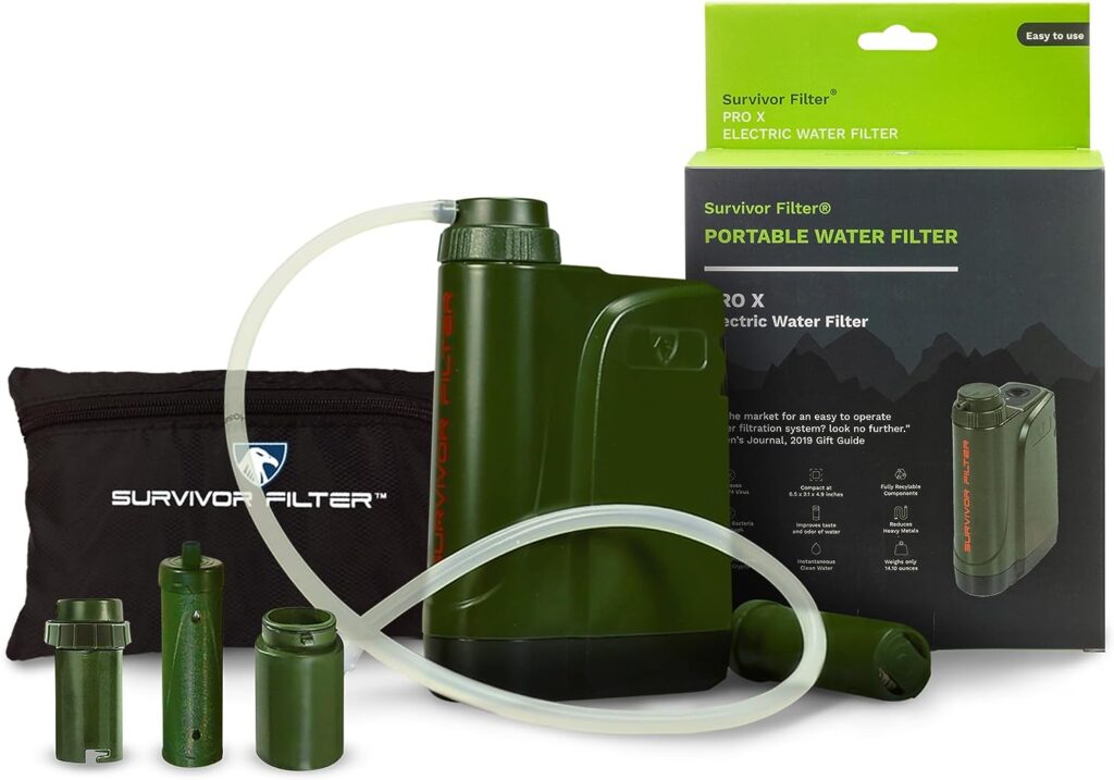 Survivor Filter Pro X Electric Water Purifier Survival Filter - 99.999% Virus, Bacteria, Parasite removal Filtration System - Survival Water Filter