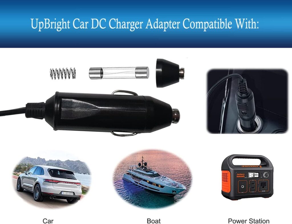 UpBright Car DC Adapter Compatible with Bluetti Portable Power Station Solar Generator Outdoor Camping Lithium Battery Backup Series DC7909 12 V 12-28 V Auto Vehicle Cigarette Lighter Charging Cable