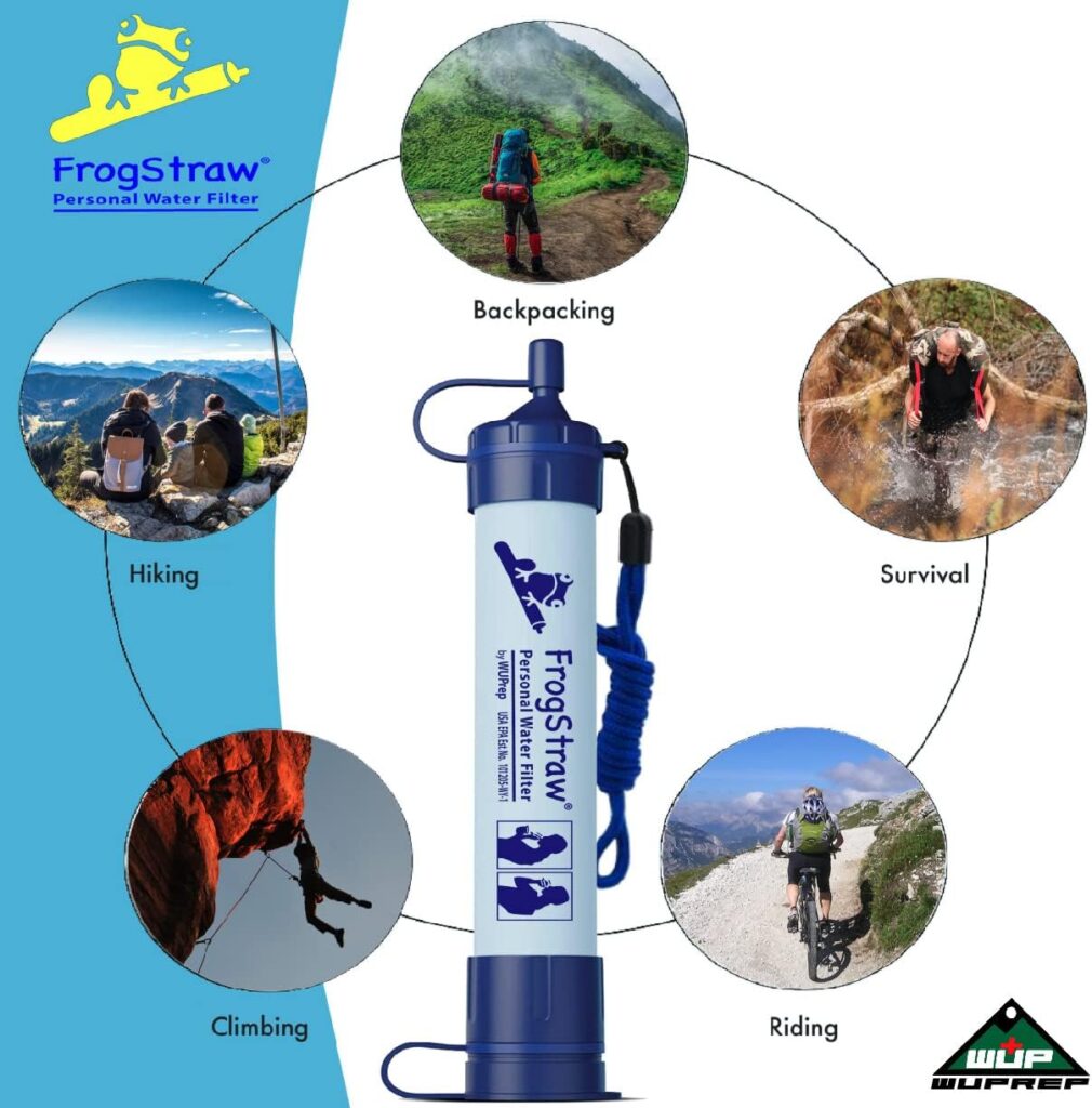 Water Filter Camping Hiking Survival Purification Straw | Portable Personal Water Purifier Pen Travel Backpacking Filtration System Best Survivalist Gear Prepper Supplies Gifts Men Women, 2 Frogstraw