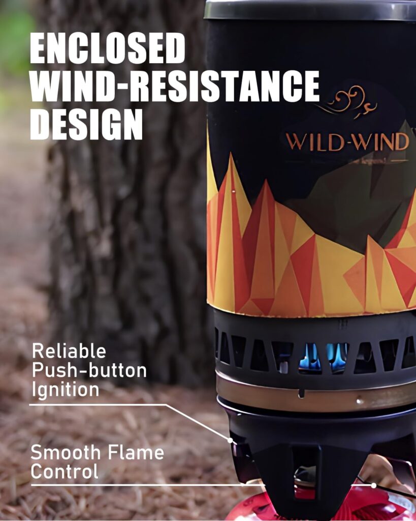 WILD-WIND X4 Backpacking Stove [2023 Newest Upgrade] with 1.4L Pot,Portable Camping Gas Stove, Propane Camp Cooking Gear