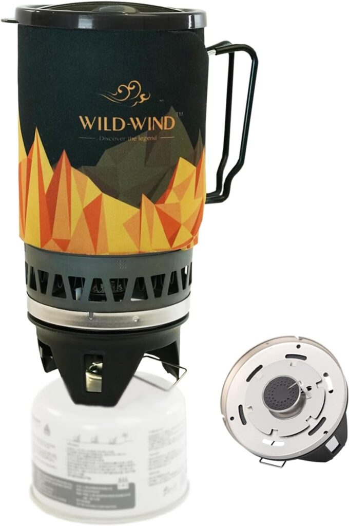 WILD-WIND X4 Backpacking Stove [2023 Newest Upgrade] with 1.4L Pot,Portable Camping Gas Stove, Propane Camp Cooking Gear